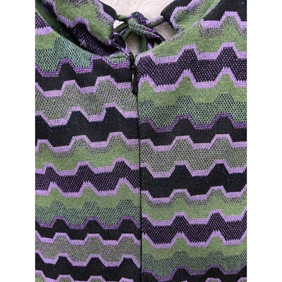 NWT Zara Retro Purple & Green Metallic Cutout Long Sleeve Mini Dress - Picture 15 of 15